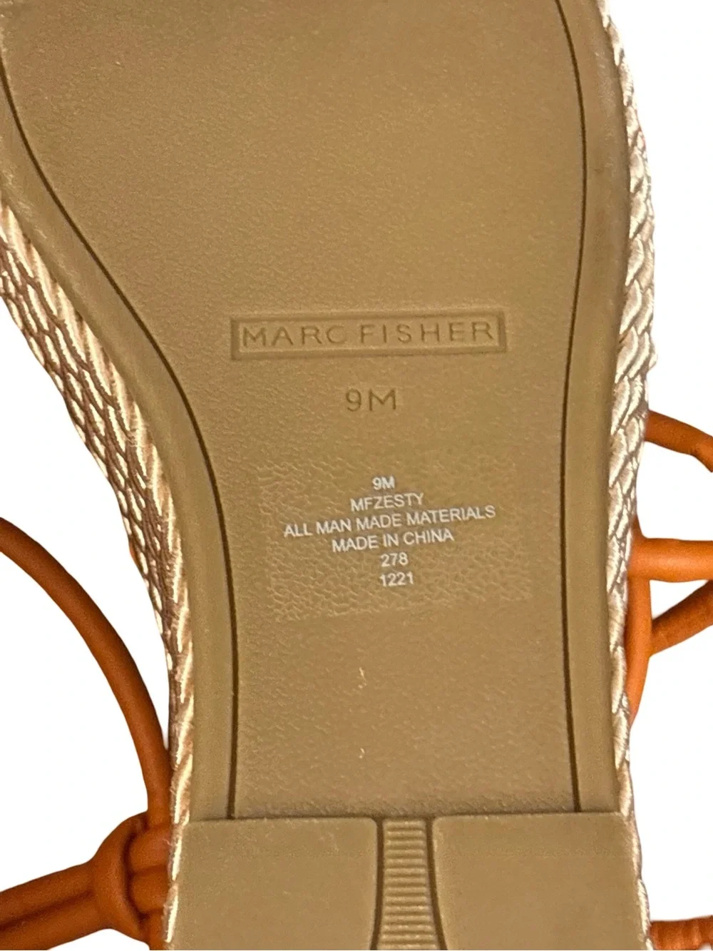 Marc Fisher Orange Resortwear Minimalist Coastal  Strappy Wedge Sandals Size 9M